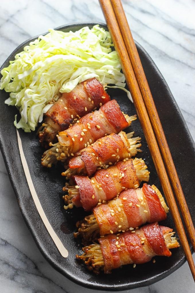 Satisfy Your Cravings with These Mouth-Watering Bacon Wrapped Enoki Mushrooms