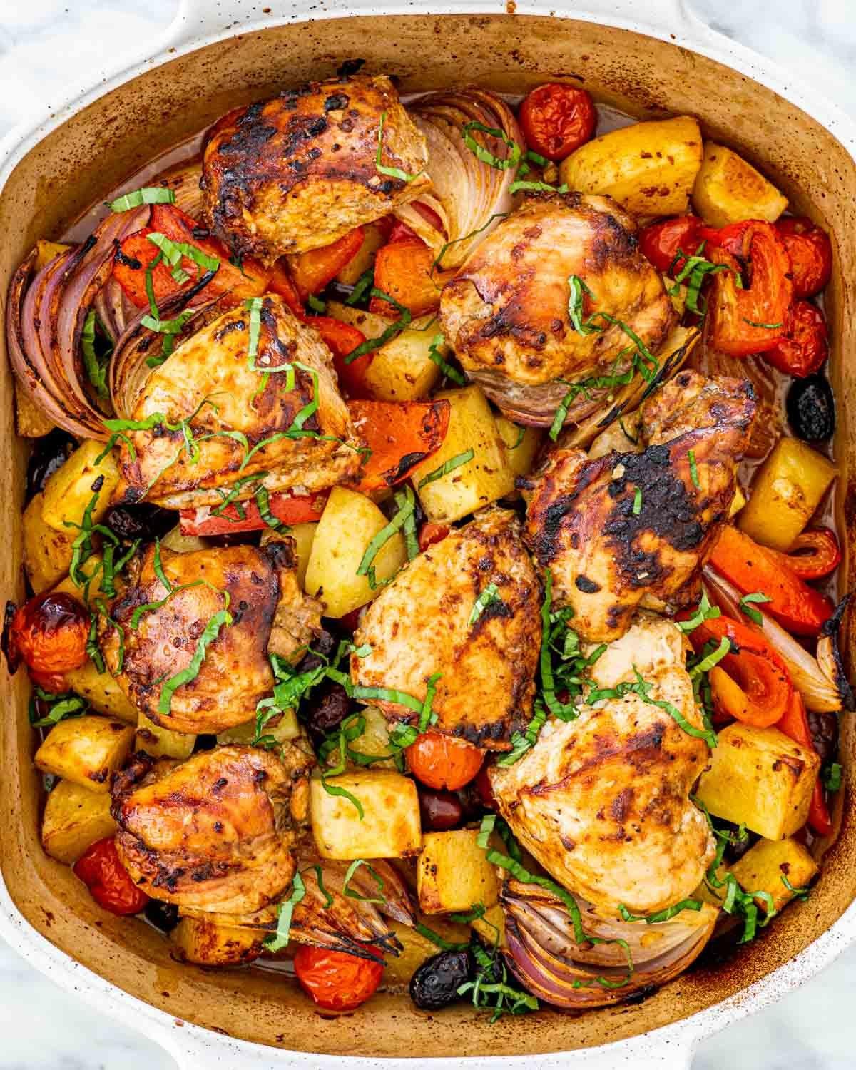 Deliciously Easy: One-Pan Roasted Chicken Thighs with Veggies